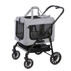 Dog Stroller Detachable Pet for Going Out Foldable Portable Cat Bag Car Small and Medium Dogs, grey