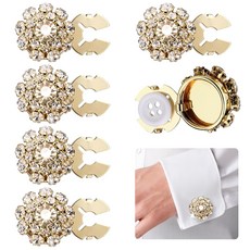 루이 큐빅 보석 단추 커버 고급진 클립온 방식의 패션 액세서리, 2개, 금색