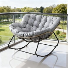 Henny가구 흔들의자 등나무의자 리클라이너 스윙 릴렉스체어 1인용쇼파 안락의자 무중력쿠션, 1개, 그레이