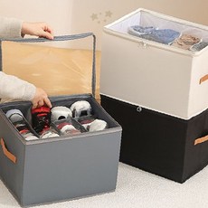 핸드백 가방 정리함 보관함 옷장 수납함 칸막이 먼지방지 투명창 접이식 수납박스, 베이지, 1개
