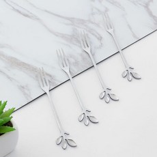 아트박스/위드마켓 나뭇잎디자인 스텐 티포크 4p세트, 단품