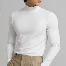 루크 남성 긴팔 반목 티셔츠 남자 겨울 가을 고탄력 폴라티 체형 커버 슬림핏 터틀넥 부드러운 긴목 목티 이너 레이어드 상의