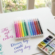 살림덕후 미술용 붓펜 12색 그림 다꾸펜 드로잉펜 손글씨 연습, 1개, ONE, 멀티(혼합)컬러