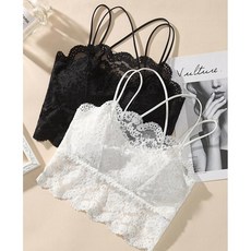 Siluno 여성 나시 레이스 크롭 브라탑 세트