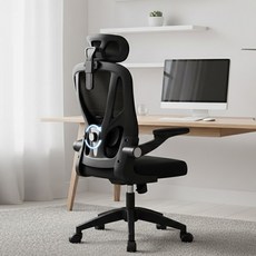 리보아 허리 편한 컴퓨터의자 사무용 사무실 책상 의자 메쉬, 블랙 블랙