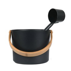 칼리다카 사우나 버킷 알루미늄 나무 스파 및 국자 사우나용 버킷이 있는 긴 7L 샤워 숟가락이 된 호환 키트 손잡이 목욕 호환 호환 액세서리