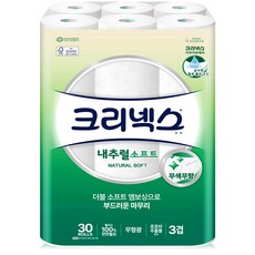 크리넥스 내추럴소프트 3겹 30M 30롤, 1개