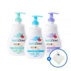 베이비도브 탑투토 바디워시 리치 모이스처 400ML 3개 + 선택도브 핸드타올, 프래그런스 프리 바디워시(무향) 400ml, 프래그런스 프리 바디워시(무향) 400ml, 카밍모이스처 바디워시 400ml+증정품미발송