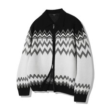 브랜드정품 트릴리온 TRILLION 워셔블 노르딕 자카드 카라넥 2WAY 집업 니트 블랙 259505