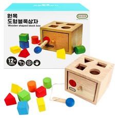 토도리브로-원목 도형 블록상자, 1개, 8피스