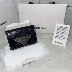 Fennec 韓國原裝牛皮按扣三摺疊錢包