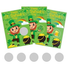 MADOO CITRUS 성 패트릭의 날 스크래치 오프 게임 레프리콘 카드 36개 - 토끼풀 럭키 아일랜드 그린 파티 선물 가족 놀이 활동 추첨 티켓