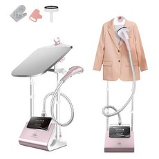 3-in-1 스팀 다리미 - 수평 수직 및 경사 사용을 위한 각도 및 높이 조절 가능 6가지 스팀 레벨 2.5L 대형 물탱크 2100W 고속 가열 샴페인