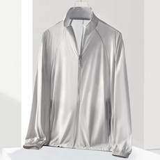 釣友俱樂部 夏季冰絲戶外防曬衣 UPF50 防紫外線 薄款涼感透氣輕薄防曬服男女款, 男款銀灰,4XL, 1個