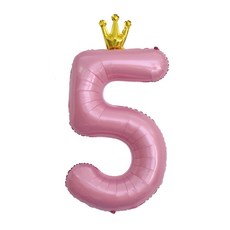 이벤트홀릭 초대형 왕관 숫자은박풍선, 핑크 5
