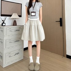 高腰垂感A字半身裙 日系學院風百褶中裙