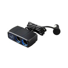 Kashimura 車用電源雙孔插座 Type-C USB 支援PD, 1個, KX-232(帶1米線)