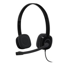 Logitech 羅技 H151 立體聲耳機麥克風 音訊線控音量調整, 黑色