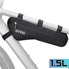 GTOG 자전거 삼각 프레임 가방 1.5L 자전거 프레임 가방, 검정