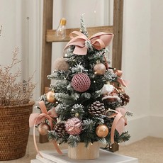聖誕樹2025新款聖誕節裝飾帶燈桌面擺件家用ins風迷你聖誕樹套餐, 粉房子45CM