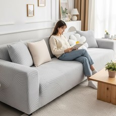 CIVILEE 고탄력 방수 사계절 소파커버 미끄럼 애완 발톱 방지 쇼파커버, 1개, 연한 회색