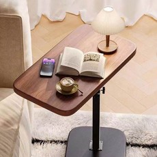 쇼파 침대 보조테이블 높이조절 원목우드 사이드테이블, 베이지화이트, 베이지화이트