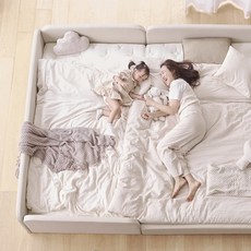 아씨방가구 슬림 저상형 패밀리침대 세이프형 SS+Q, 파스텔화이트