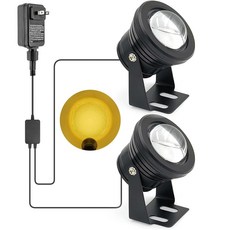 볼루스멜 따뜻한 흰색 연못 조명 야외 10피트 코드 수중 조명 12W IP68 방수 정원 잔디 장식 램프 3000K 스포트라이트 US 플러그, 2 lights