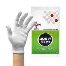 오공 목공 본드 205W + 면장갑 800g 강력 접착제 도배 풀 실크 벽지 나무 석고 목재 만능 접착제, 1세트