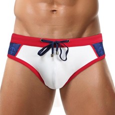 FEOYA 남성용 수영 브리프 섹시 로우 라이즈 비키니 수영복 빠른 건조 드로스트링 수영 끈 수영복 탈착식 패드 포함 B-화이트, X-Large