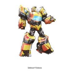 장난감 소년 빨간색 변신 로봇 노란색 용품 자동차 장식 만화 파란색 어린이 생일 파티 포일 3개 풍선, As Picture, 루비