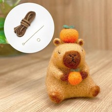 카피바라 키링 양모 펠트 diy 인형 만들기 커플 세트, 3. 오렌지 카피바라 끈 세트 + 바늘 3개, 1개