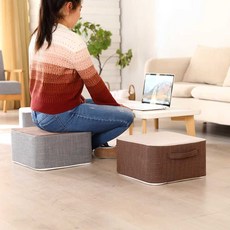 높은방석 벤치 소파 좌식 키높이 인테리어 빈티지 두꺼운 카페, 1개, 2. 미백/갈색좌석/39x39x20cm