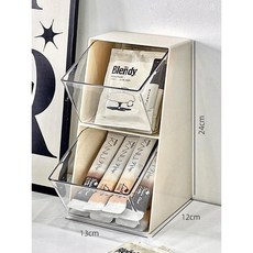 收納盒 茶葉咖啡包 置物架 帶蓋防塵 桌面整理架 26x12x24cm, 1個, 克數比別家重-敞口2格