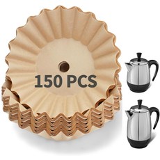 파버웨어 커피 퍼콜레이터와 호환되는 150pcs 퍼콜레이터 커피 필터 파버웨어 4컵 및 8컵 전기용 표백되지 않은 종이 필터
