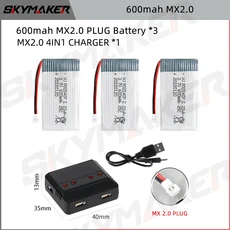 Quadcopter 용 3.7V 600mAh Lipo 배터리 25C 고속 모델 항공기 802540P 드론 교체, 15 1sMX20-3B600-4in1CHR, 15 1sMX20-3B600-4in1CHR