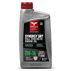 미국출고 평점4.5+ 201630 TRIAX Synergy SRT 0W-16 하이브리드 차량용 전체 합성 PAO 및 에스테르 엔진 오일 - 확장 드레인 15k 마일 (5쿼트), 1 Quart