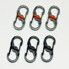 파크라이프 고강도 양방향 미니 스텐 카라비너 도난방지 잠금장치 6P (블랙3P+실버3P), 6개, 블랙3개+실버3개
