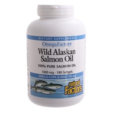 natural Factors 野生阿拉斯加鮭魚油軟膠囊 1000mg, 180顆, 1罐