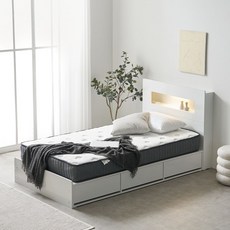 국산 LED 벙커침대SS+포켓매트리스20cm, 화이트