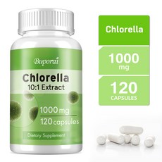 클로렐라 추출물 1000mg - 천연 해독 항산화제 - 비유전자변형 및 글루텐 무첨가, 1개, 60정