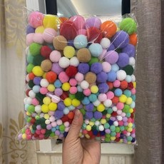 毛球 混色毛球 彩色小毛球 絨球 裝飾美術材料 多色混裝, 混彩色 指定顏色聯繫客服 ,1釐米106顆, 1個