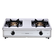 SAKURA櫻花雙口瓦斯爐 不鏽鋼檯面 精準火力控制 安全易用, 液化石油氣 (LPG), G-5611S