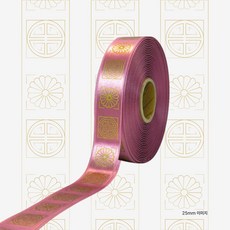 리본공간 금박 전통 문양 리본 22M l 추석 설날 선물 명절 답례품, 4. 팥색, 25mm