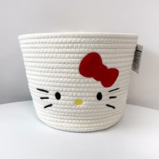 일본 정품 헬로키티 원형 바구니 장난감 소품 수납함, 1개, 화이트
