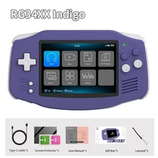 ANBERNIC RG34XX 레트로 휴대용 게임 콘솔 34인치 IPS Linux 64비트 3500mAh 비디오 플레이어 스트리밍 WIF, 03 128G 8422Games, 03 Indigo