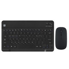 UB BK1 블루투스 무선 키보드+마우스 세트, 텐키리스, 블랙 라지, BK 1