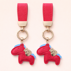베스티 붉은말 캐릭터 가죽 키링, 행운의 붉은색, 2세트