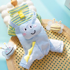 嗨購 寵物恐龍造型揹帶褲 四腳衣 適用比熊、泰迪 春夏貓狗用品, 458四腳揹帶藍恐龍,XS(背長20cm, 1個