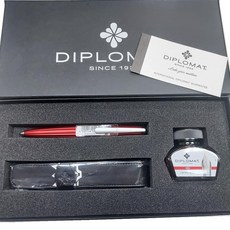 長益鋼筆 外交官 diplomat aero 飛行船 鋼筆墨水皮套禮盒組 14k金尖 德國, 紅色,M尖, 0.7mm 書法